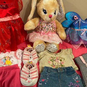 Build A Bear Bunny with Clothes Lot -10 pieces
